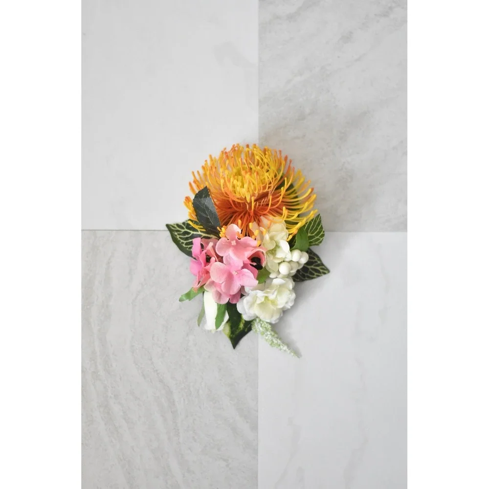 Handmade Floral Hair Clip Women OS Orange Pink Tropical Protea Accessory